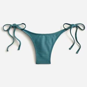 J.Crew Ribbed Curved-Waist Cheeky String Bikini Bottoms Swim Medium Blue/Green